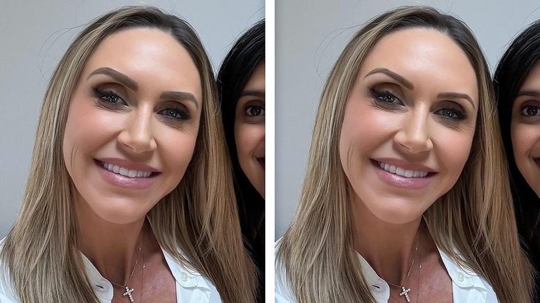 Side-by-side of Lara Trump with edited eyebrows