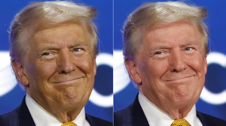 Donald Trump with makeup and photo edited natural skin tone