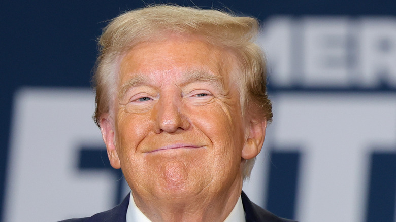 Donald Trump grinning mouth closed