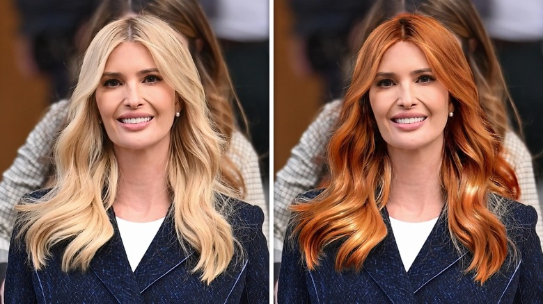 Side-by-side image of Ivanka Trump with her hair edited to be red