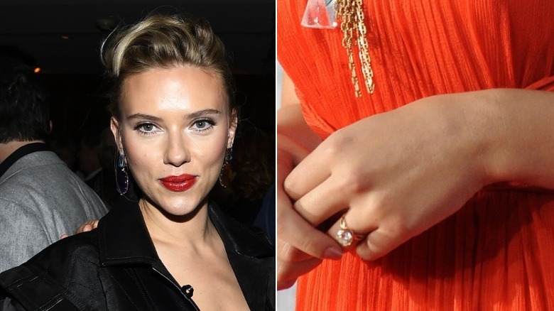 Scarlett Johannson and her engagement ring