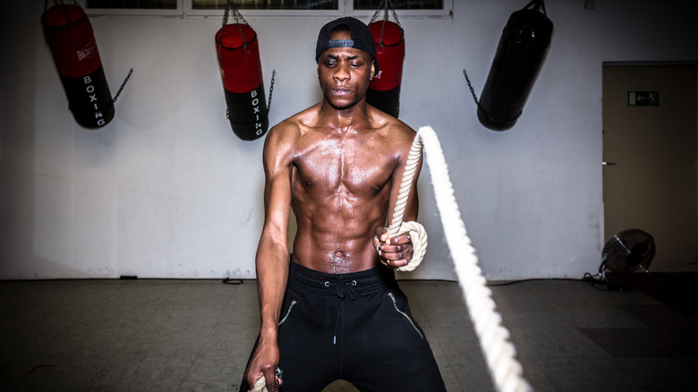 Man sweating during workout