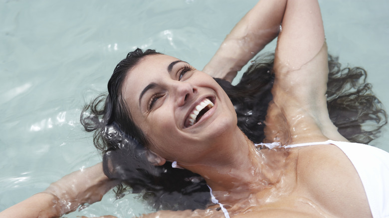 woman floating in water