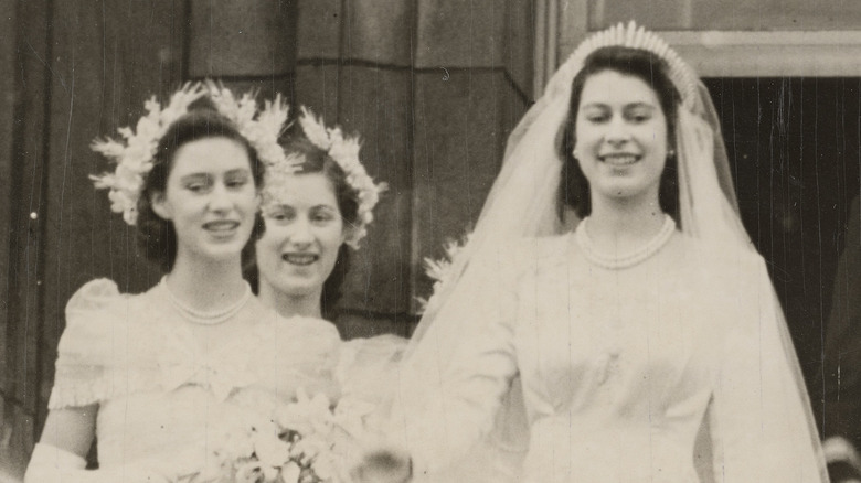 Queen Elizabeth and her bridesmaids