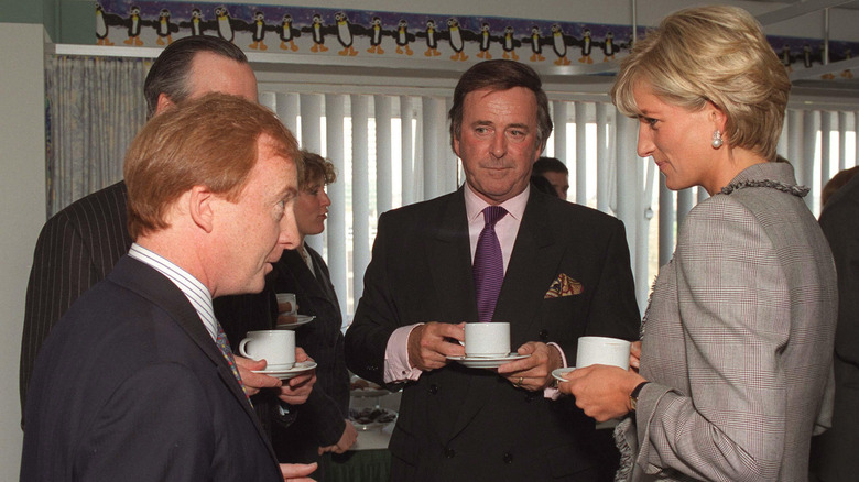 Princess Diana having tea at St. Mary's Hospital