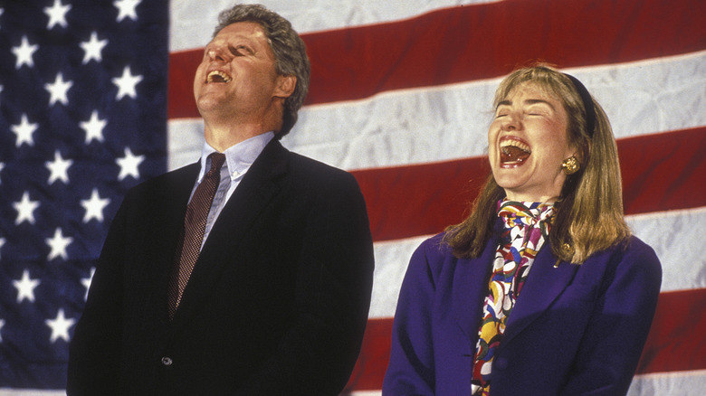 Bill and Hillary Clinton laughing