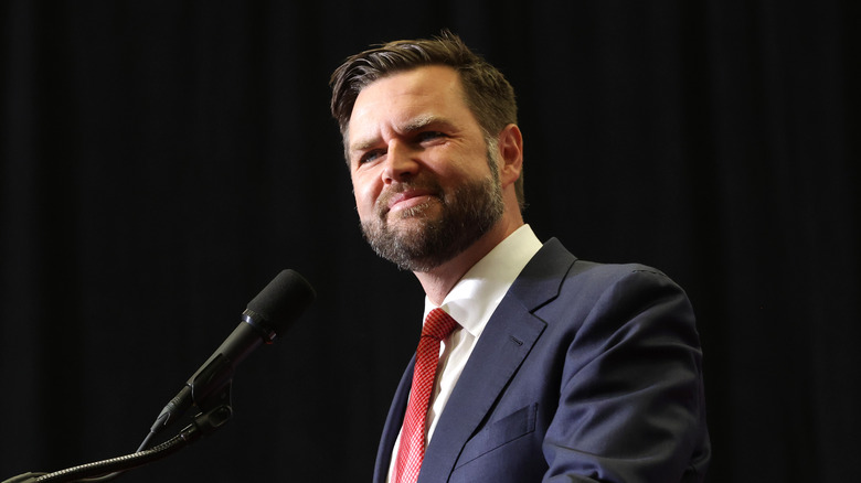 JD Vance speaks at a campaign rally 