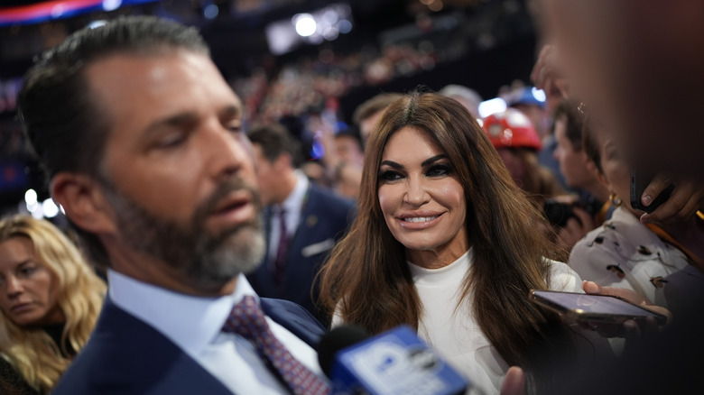 Donald Trump Jr. and Kimberly Guilfoyle talking at the RNC