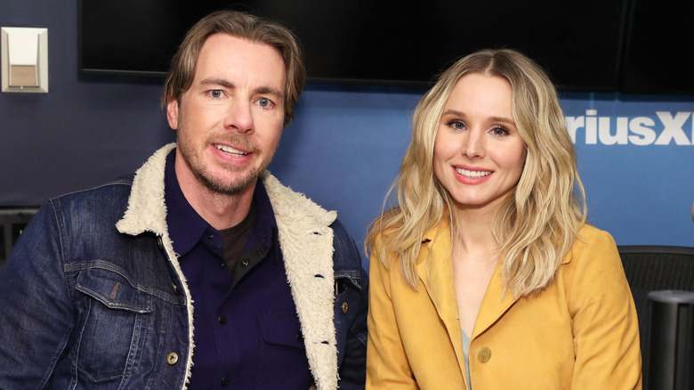 Dax Shepard and Kristen Bell visiting SiriusXM studios in 2019