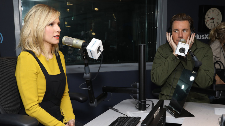 Kristen Bell and Dax Shepard speaking on SiriusXM