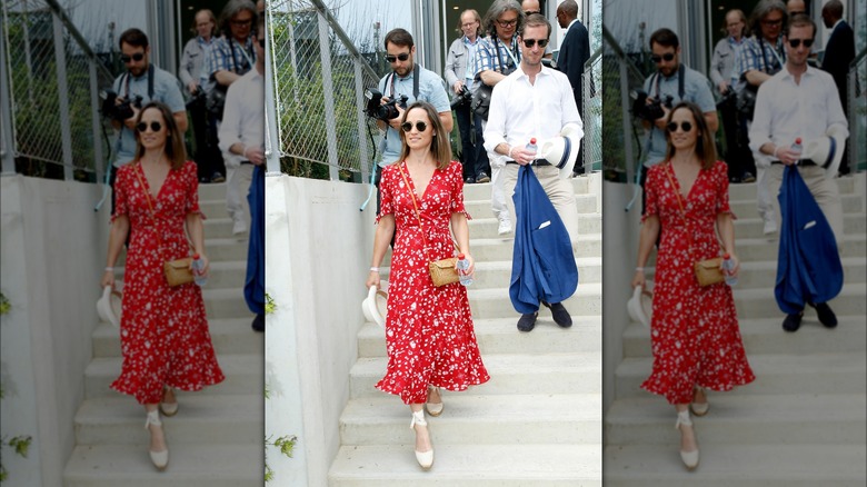 Pippa Middleton and James Matthews walking outside