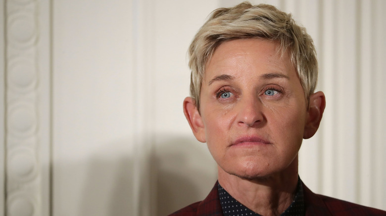 Ellen DeGeneres looking serious