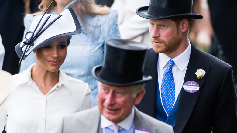 Prince Harry, Meghan Markle, and Prince Charles attending the Royal Ascot