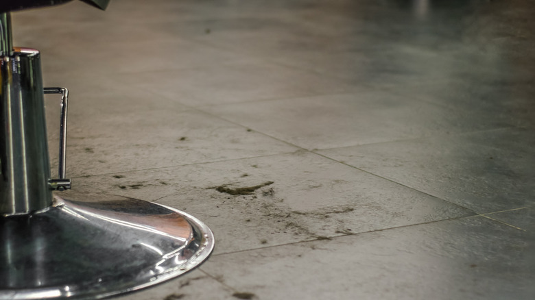 Hair on salon floor