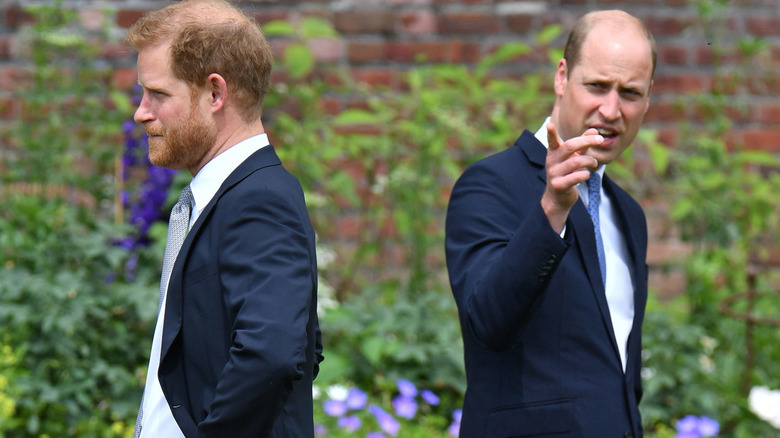 Prince Harry and Prince William stand back-to-back