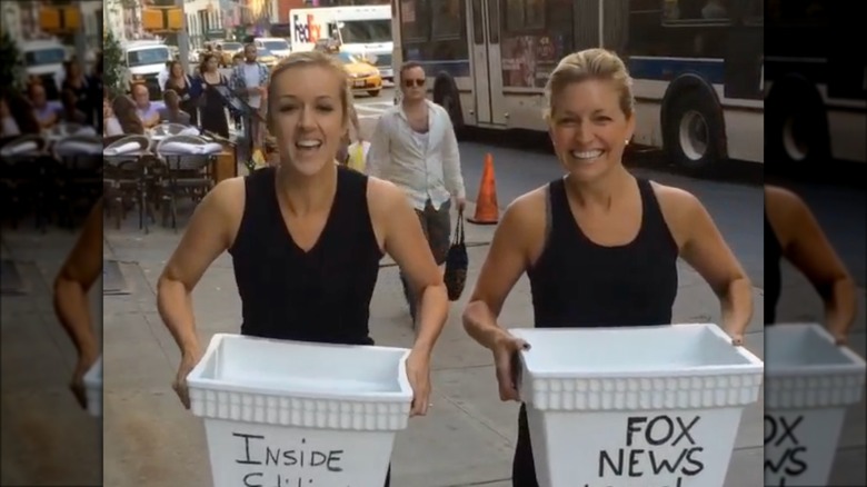 Megan Alexander and Ainsley Earhardt with ice buckets