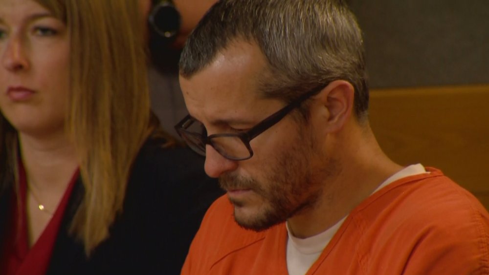 Chris Watts wearing orange in court, as seen in American Murder: The Family Next Door