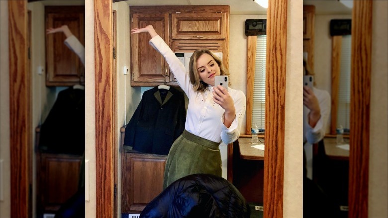 Andrea Brooks in dressing room