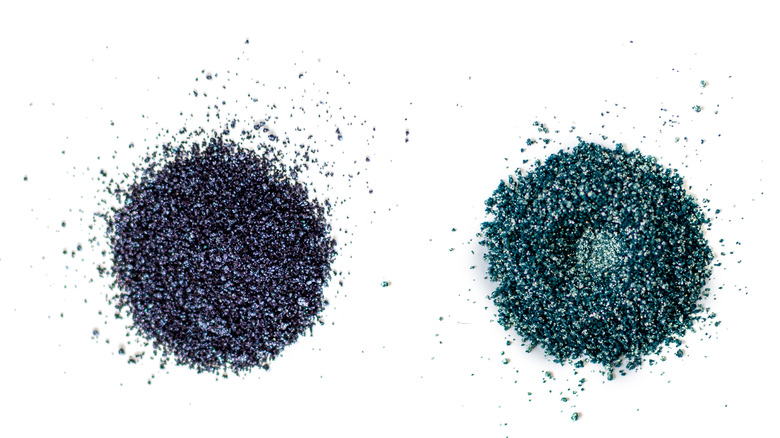 Glitter eyeshadows blue green