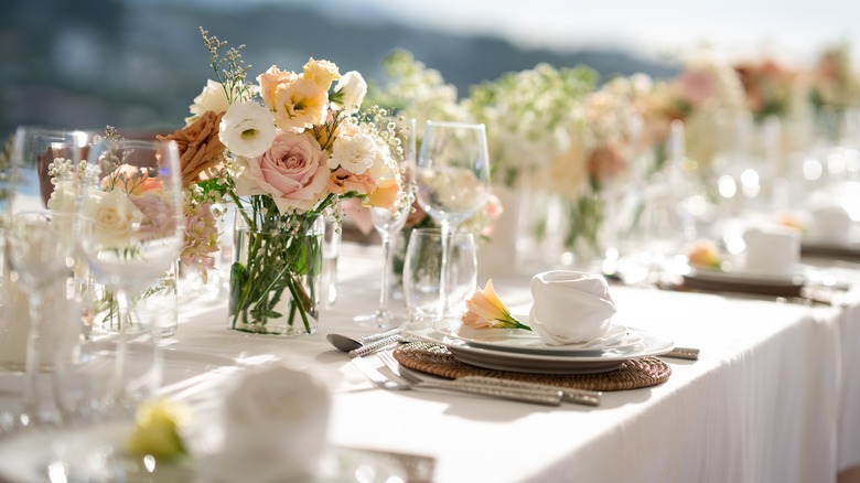 Formal table setting with flowers