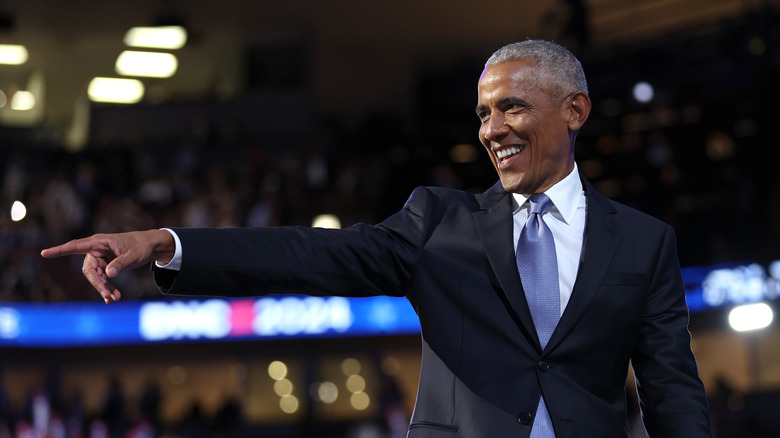 Barack Obama pointing and smiling