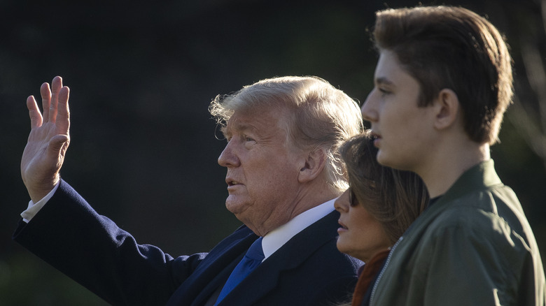 Barron Trump with Donald Trump and Melania Trump