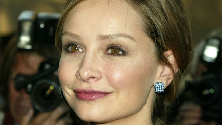 Calista Flockhart with blue earrings