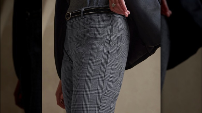 checkered banana republic trousers