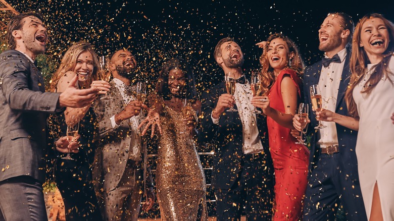 People celebrating at wedding