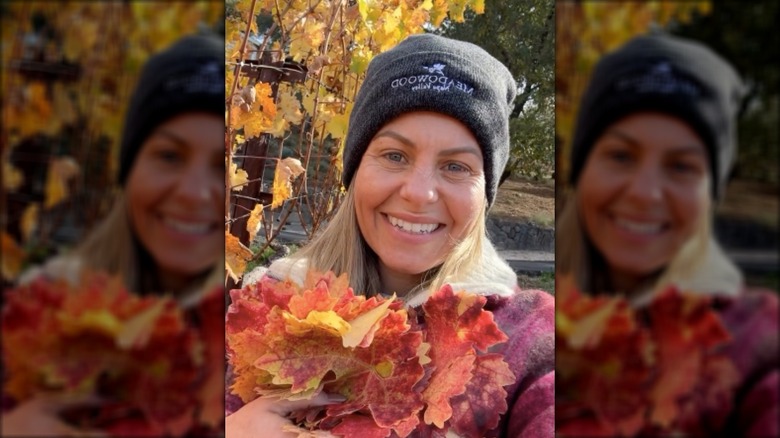 Candace Cameron Bure with leaves