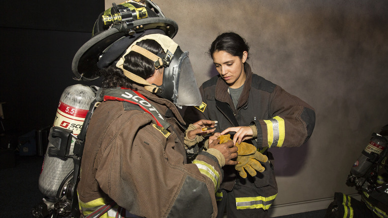 Chicago Fire cast on set 