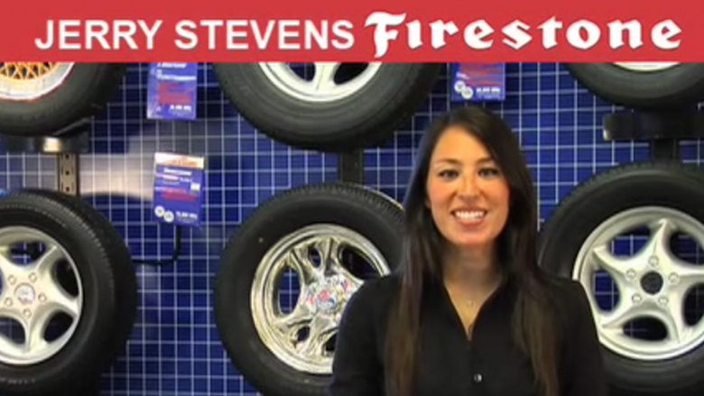 Joanna Gaines in a commercial for her father's Firestone shop