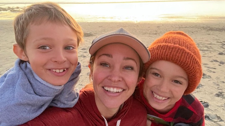 Autumn and her two sons on the beach