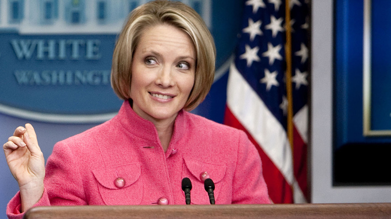 Dana Perino delivering an address