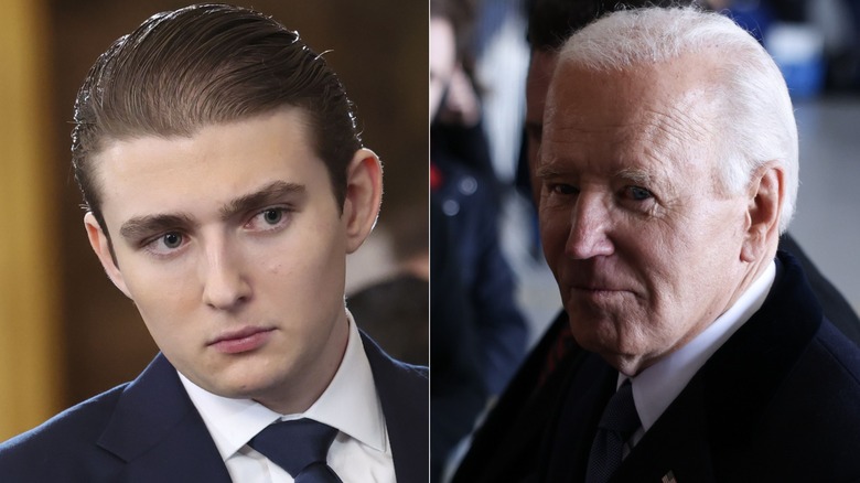 Split image of Barron Trump and Joe Biden