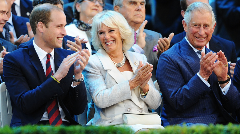 Prince William, Camilla Parker Bowles and Prince Charles share a laugh