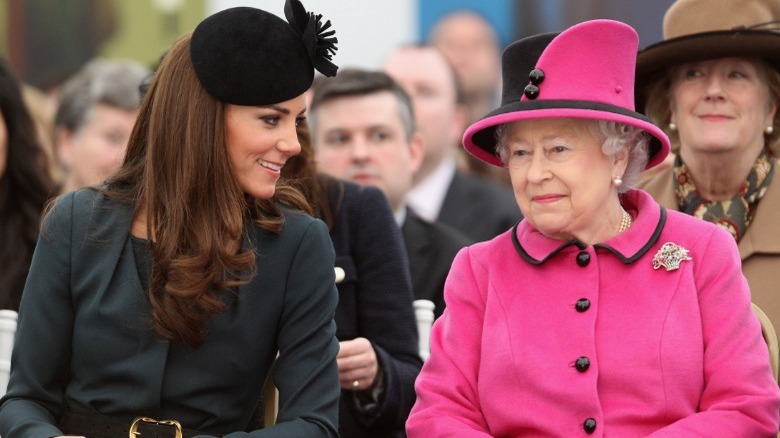 Kate Middleton and Queen Elizabeth sitting together