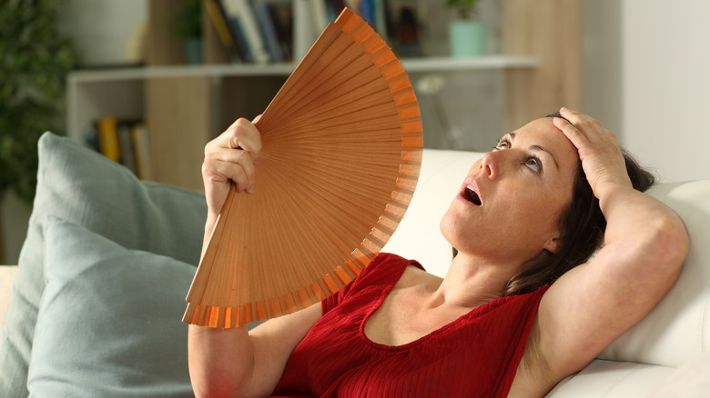 Woman having hot flash