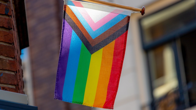 small pride flag hanging up