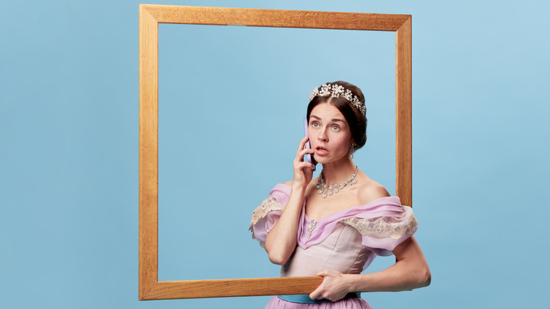 Girl wearing a princess costume.