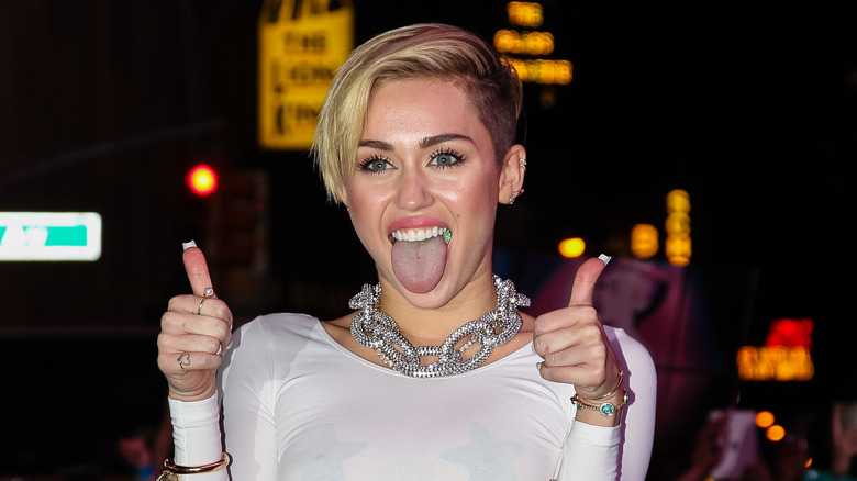 Miley Cyrus sticking her tongue out 