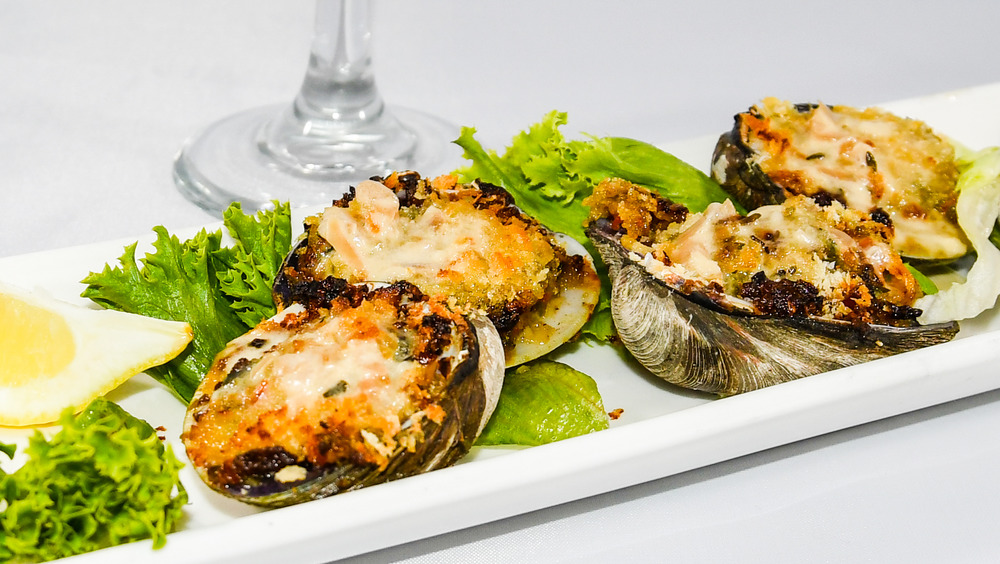 Clams casino with garnishes