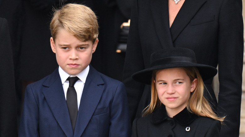 Prince George and Princess Charlotte at queen's funeral 