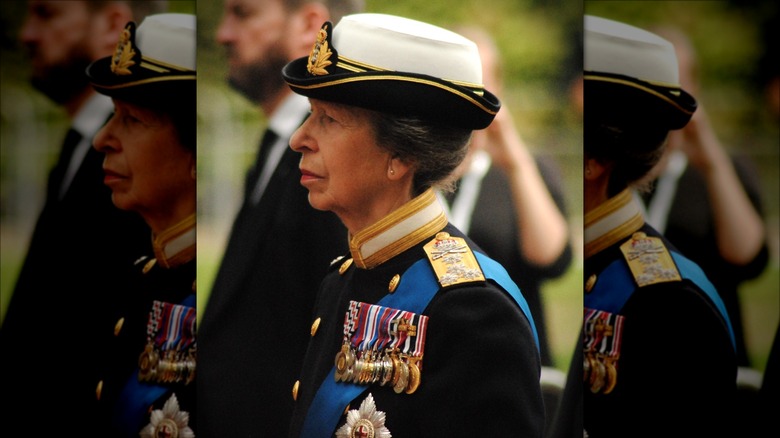 Princess Anne wearing military gear