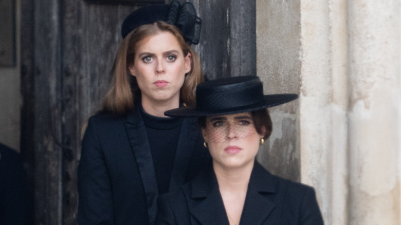 Princesses Beatrice and Eugenie at queen's funeral 