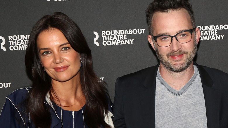 Katie Holmes and Eddie Kaye Thomas smiling at the showing of "The Wanderers" at the American Airlines Theater in 2023