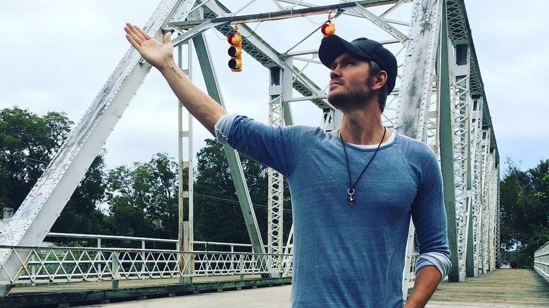 Chad Michael Murry on the One Tree Hill bridge