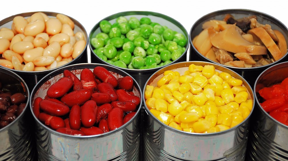 assortment of canned vegetables and legumes