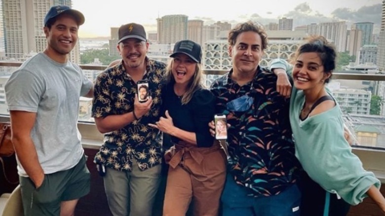 Cast of NCIS Hawai'i excited on balcony