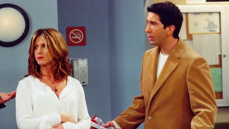 Rachel and Ross in a hospital in "Friends"